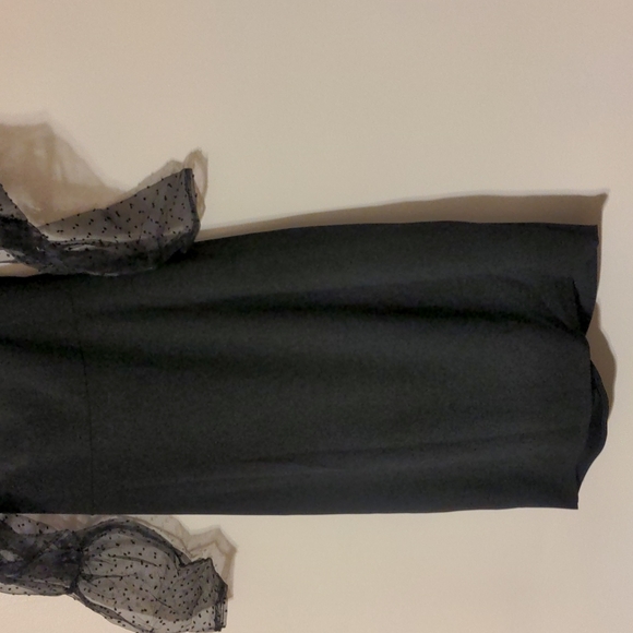 ASOS Curve Black Dress with Sheer Polka Dot Sleeves - Picture 3 of 11